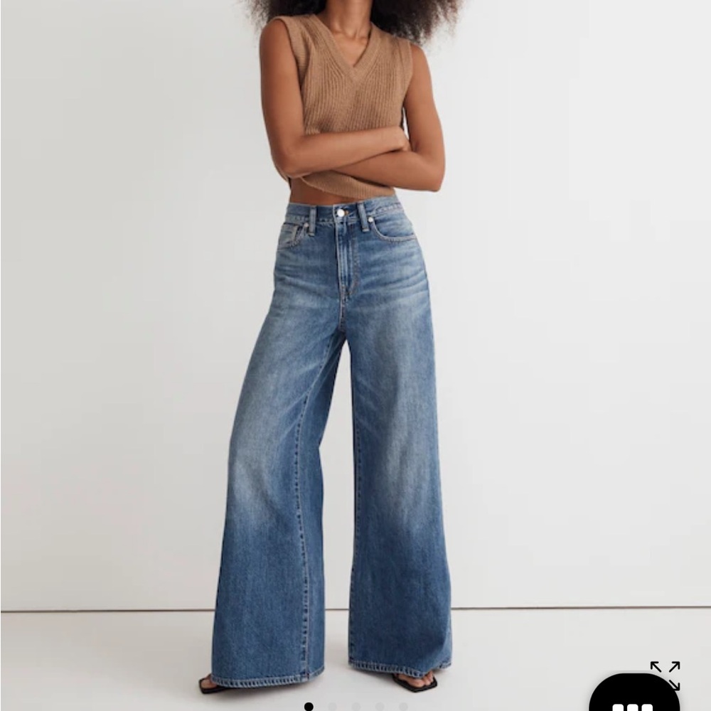 madewell extrawide leg jeans, montauk wash, size 25